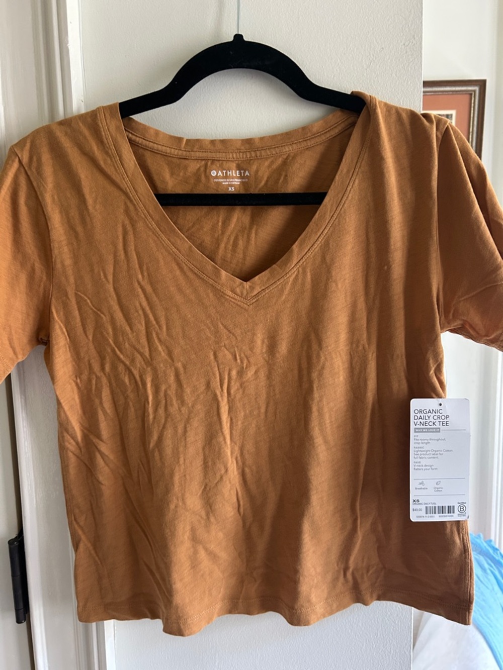 Athleta Organic Daily Crop V-Neck Tee - Rust Brown